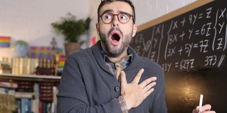 Math teacher suffering a heart attack.