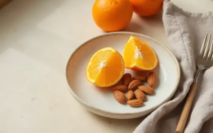 Almonds and an orange