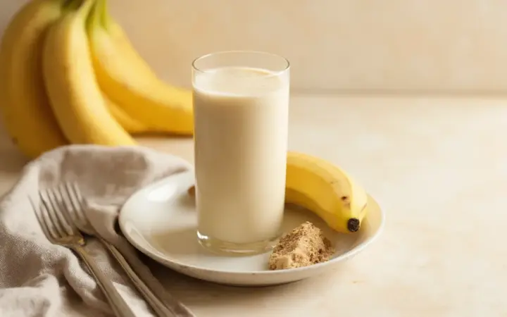 Generated illustration of banana protein shake, not a photograph of the dish