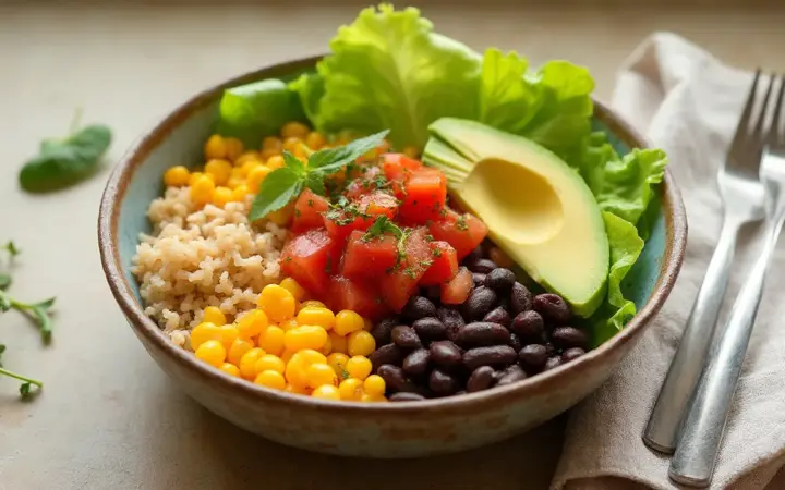 Black bean and corn burrito bowl
