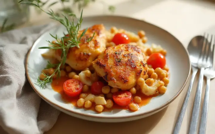 Chicken and chickpea tray bake