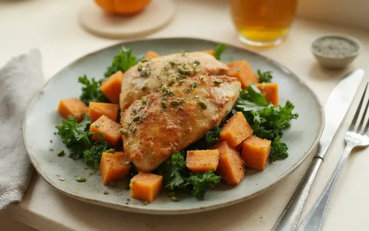 Chicken and roast sweet potato salad