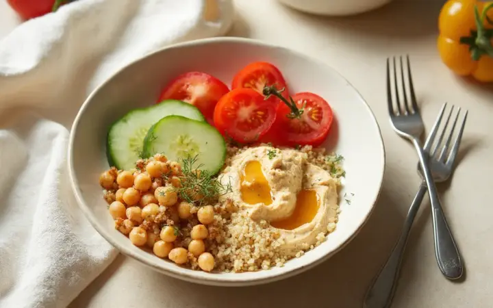 Chickpea, quinoa and tahini bowl