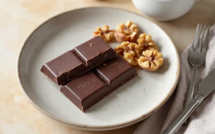 Dark chocolate and walnuts