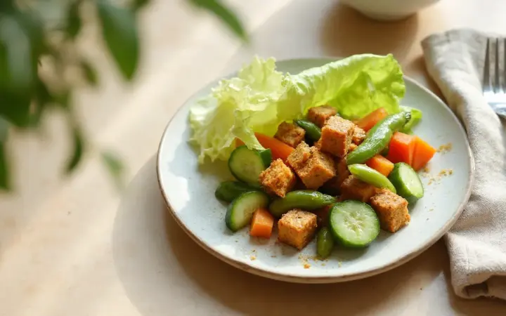 Generated illustration of edamame and tofu salad, not a photograph of the dish