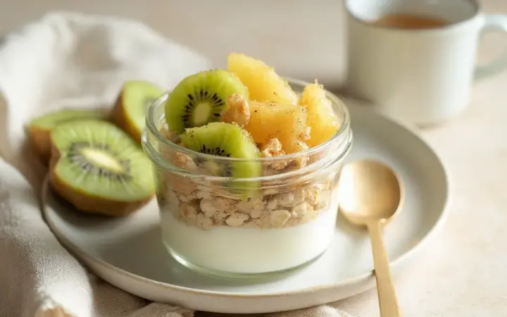 Kiwi and yoghurt crunch cup