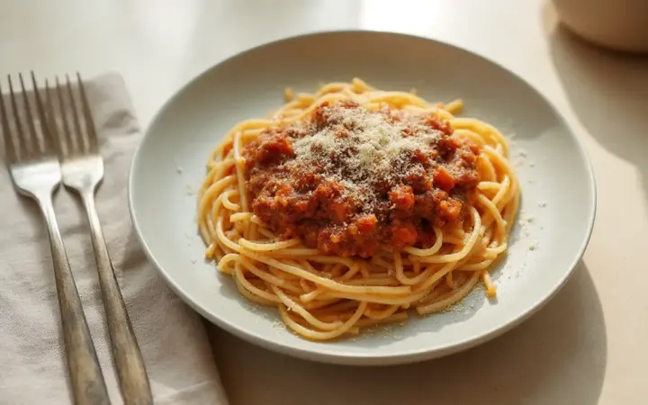 Lentil bolognese with wholewheat pasta