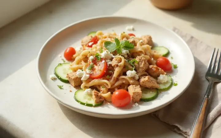 Mediterranean tuna pasta salad