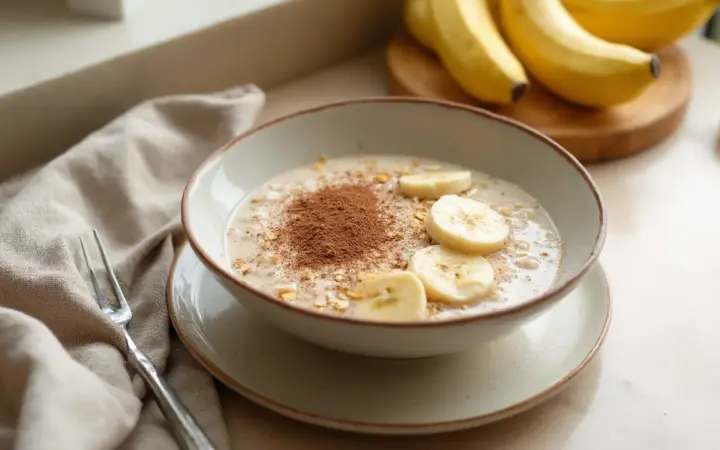 Protein porridge with banana and cocoa