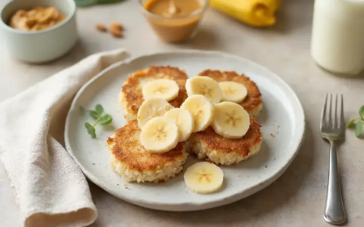 Rice cakes with almond butter and banana