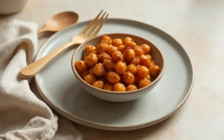 Generated illustration of roasted spiced chickpeas, not a photograph of the dish
