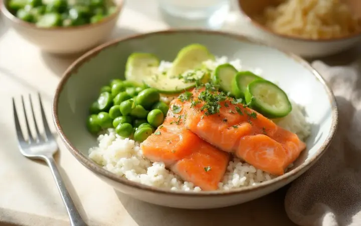 Salmon poke-style bowl