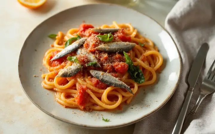 Sardine and tomato pasta