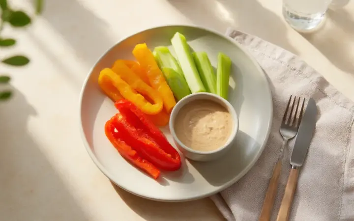 Veg sticks with tahini dip